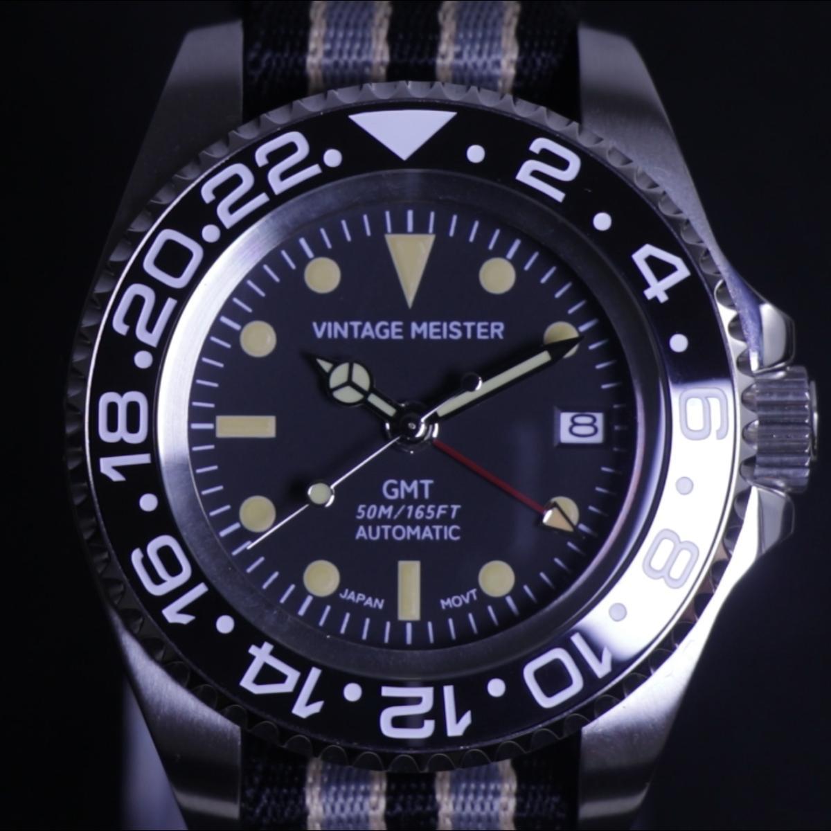 Automatic Vintage GMT Watch with Date - 44MM Case