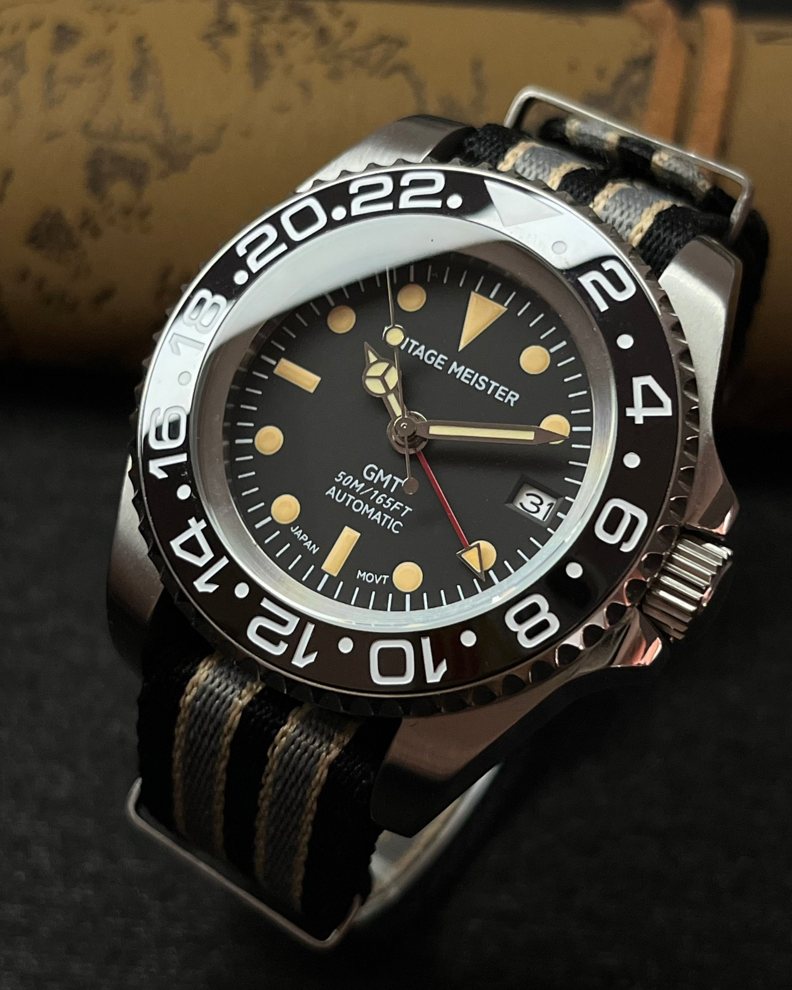 Automatic Vintage GMT Watch with Date - 44MM Case